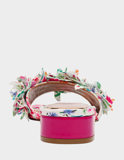 Betsey Johnson Everyday | GLORRIA NATURAL FLORAL MULTI Women's Slip-On Low Block Heel Floral Sandal