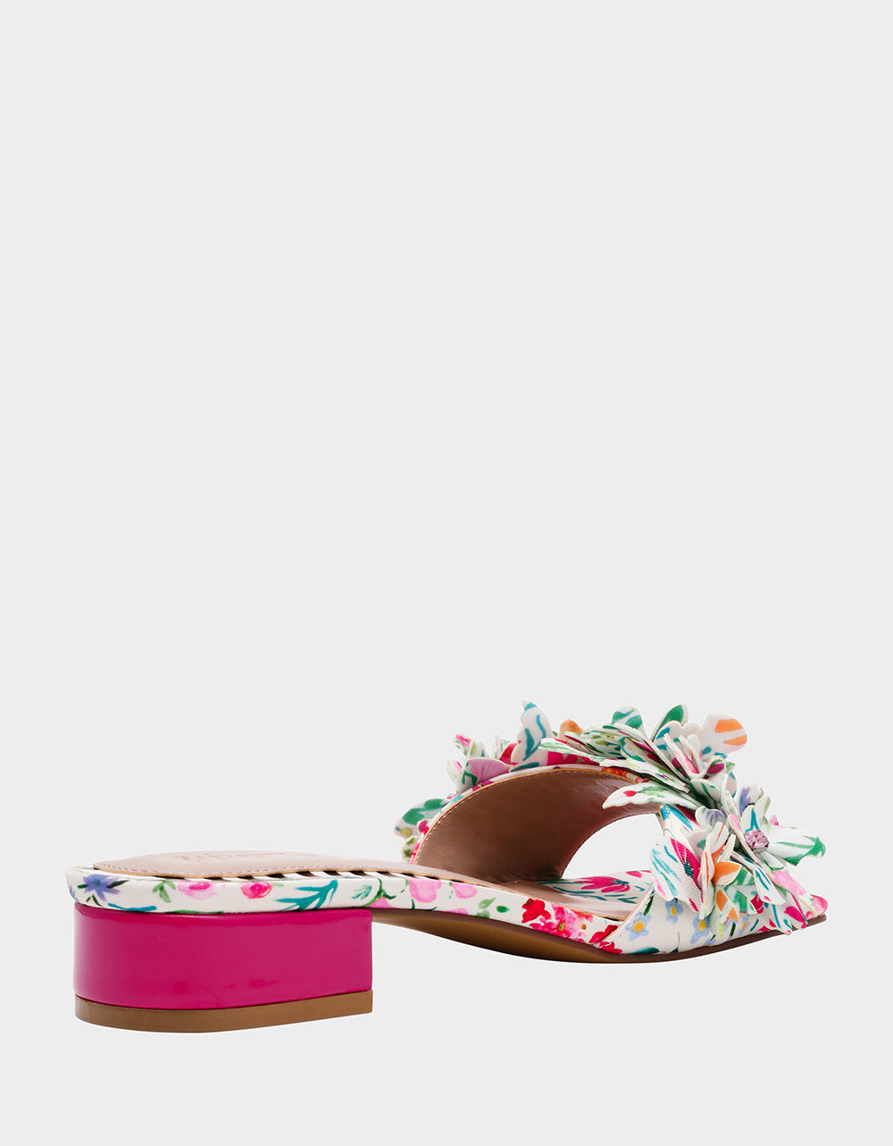 Betsey Johnson Everyday | GLORRIA NATURAL FLORAL MULTI Women's Slip-On Low Block Heel Floral Sandal