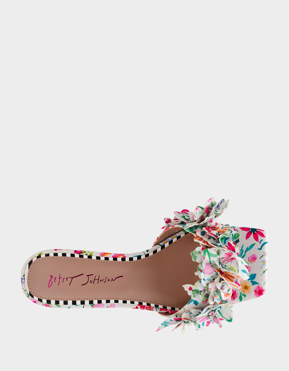 Betsey Johnson Everyday | GLORRIA NATURAL FLORAL MULTI Women's Slip-On Low Block Heel Floral Sandal