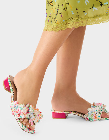 Betsey Johnson Everyday | GLORRIA NATURAL FLORAL MULTI Women's Slip-On Low Block Heel Floral Sandal