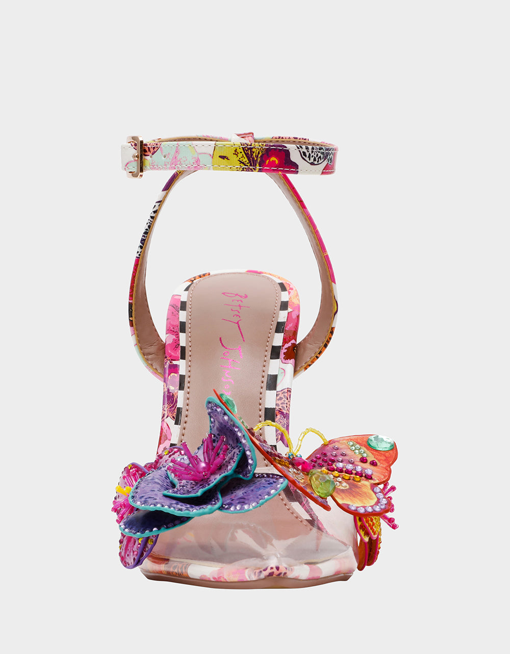 Betsey Johnson Value | CHELSIE WHITE MULTI Women's Floral Butterfly Rhinestone Pump Heel