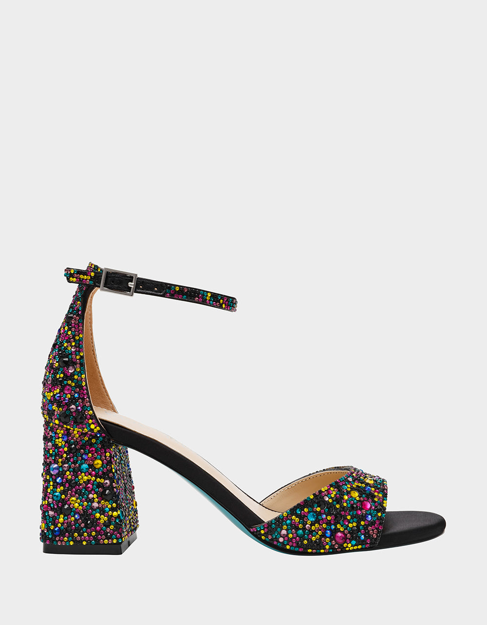 Betsey Johnson Trending | KAMI BLACK MULTI Block Heel Open Toe Women's Heel