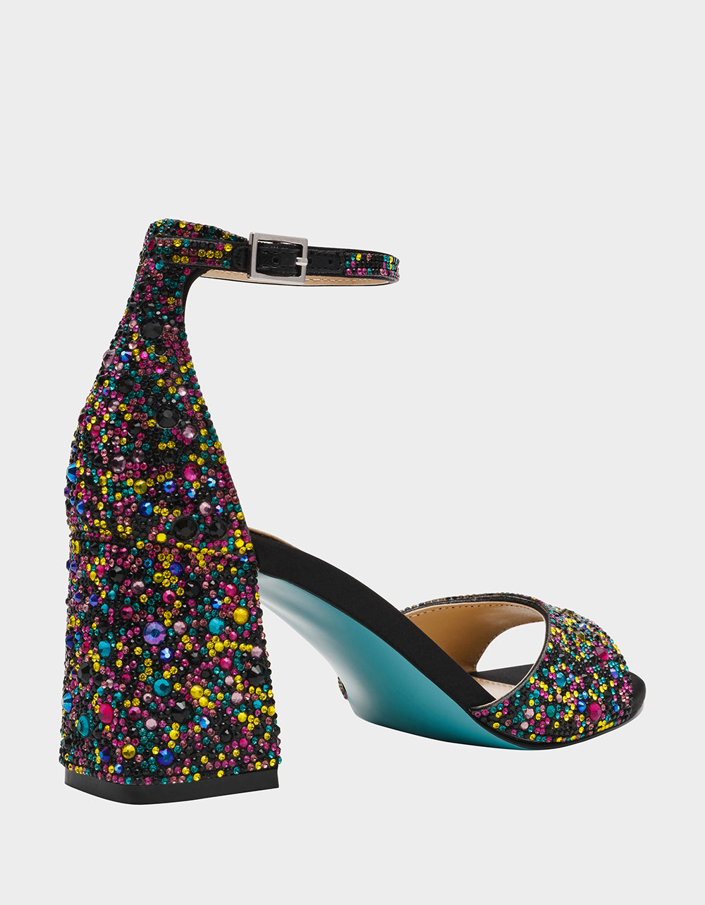 Betsey Johnson Trending | KAMI BLACK MULTI Block Heel Open Toe Women's Heel