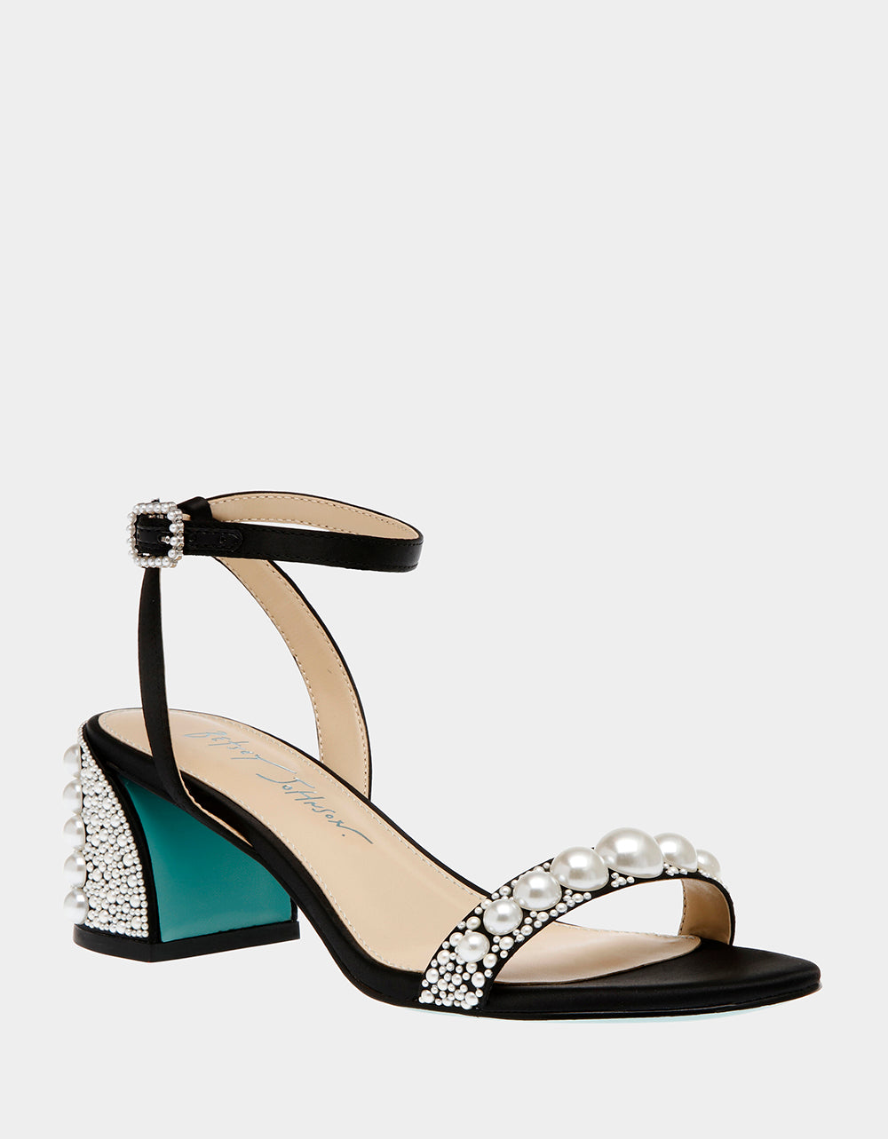 Betsey Johnson Top Pick | TINA BLACK Pearl Block Heel Sandal