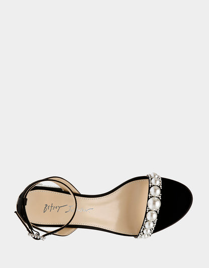 Betsey Johnson Top Pick | TINA BLACK Pearl Block Heel Sandal