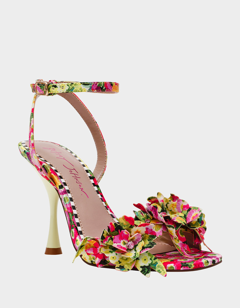 Betsey Johnson Deals | HILLEY GREEN FLORAL MULTI Women's Floral High Heel Stiletto Sandal