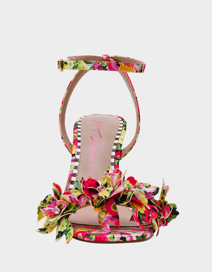 Betsey Johnson Deals | HILLEY GREEN FLORAL MULTI Women's Floral High Heel Stiletto Sandal