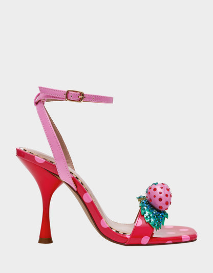 Betsey Johnson Top Pick | ADDISON Red/Pink Multi Women's Strappy Square-Toe Heel