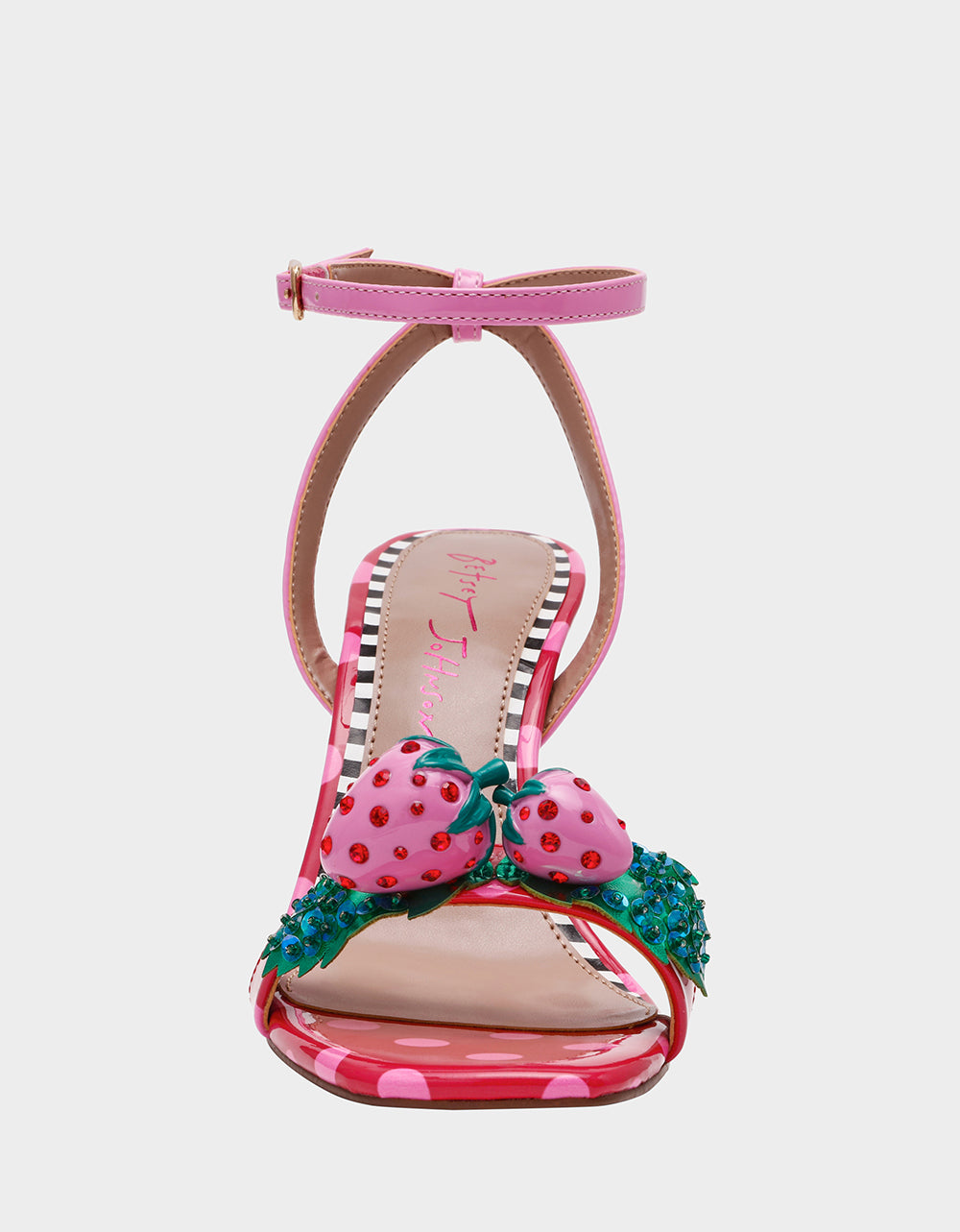 Betsey Johnson Top Pick | ADDISON Red/Pink Multi Women's Strappy Square-Toe Heel
