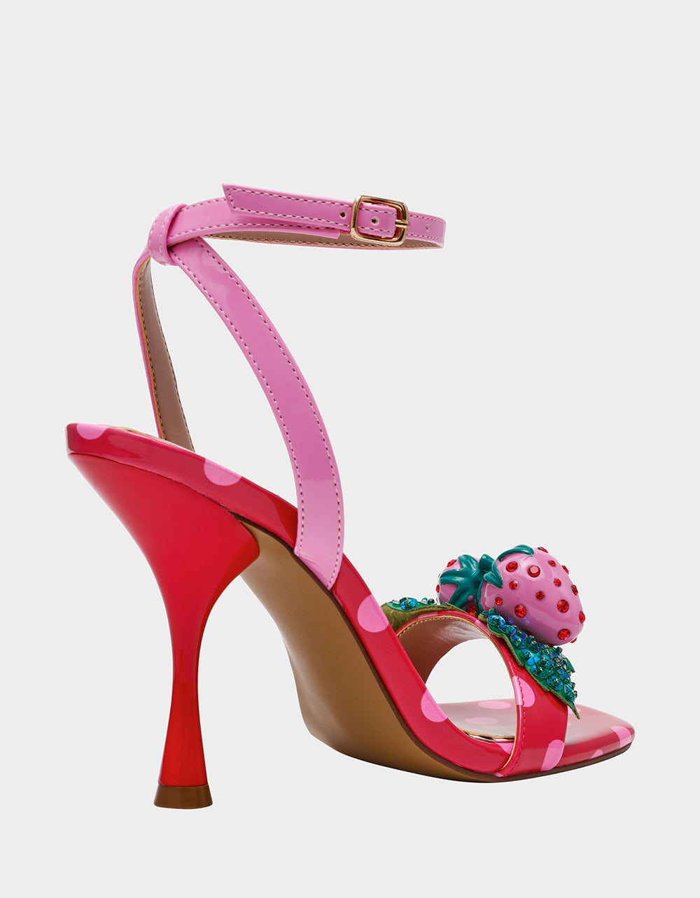 Betsey Johnson Top Pick | ADDISON Red/Pink Multi Women's Strappy Square-Toe Heel
