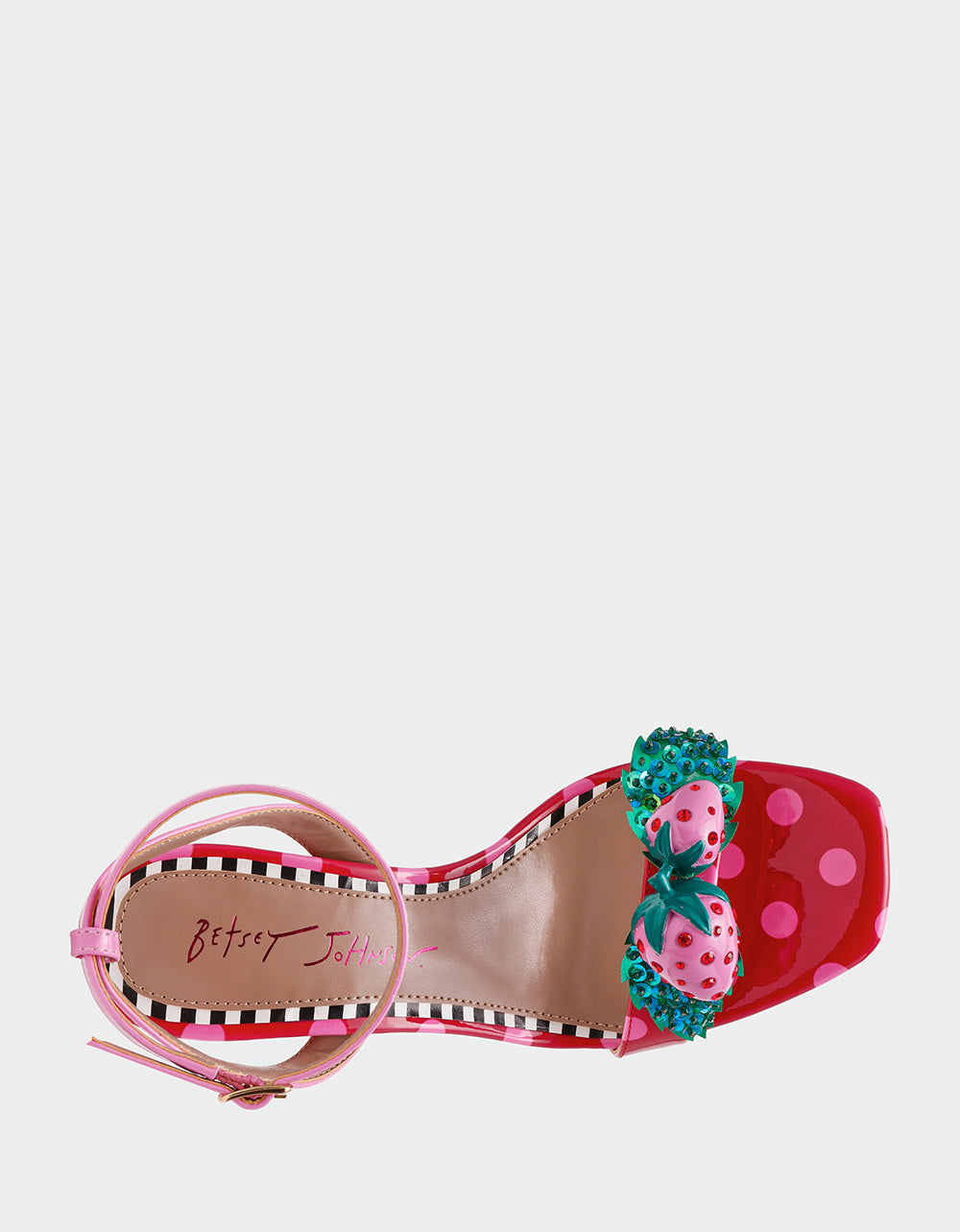Betsey Johnson Top Pick | ADDISON Red/Pink Multi Women's Strappy Square-Toe Heel