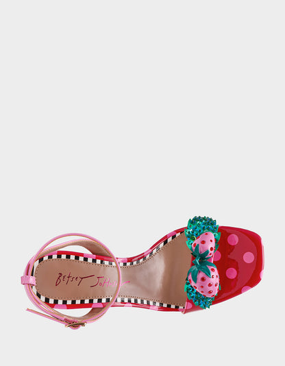Betsey Johnson Top Pick | ADDISON Red/Pink Multi Women's Strappy Square-Toe Heel
