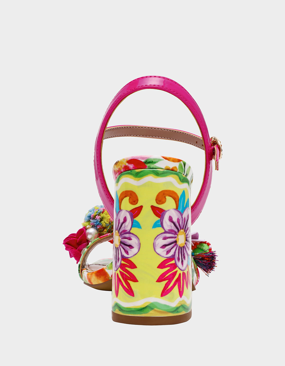 Betsey Johnson Smart Buy | MASEN BRIGHT MULTI Women's Square-Toe Block Heel Floral Decal Heel