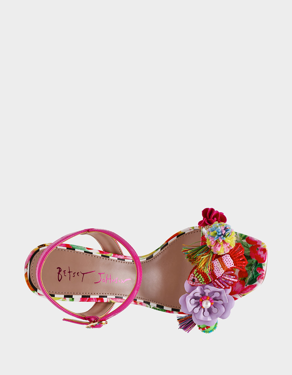 Betsey Johnson Smart Buy | MASEN BRIGHT MULTI Women's Square-Toe Block Heel Floral Decal Heel
