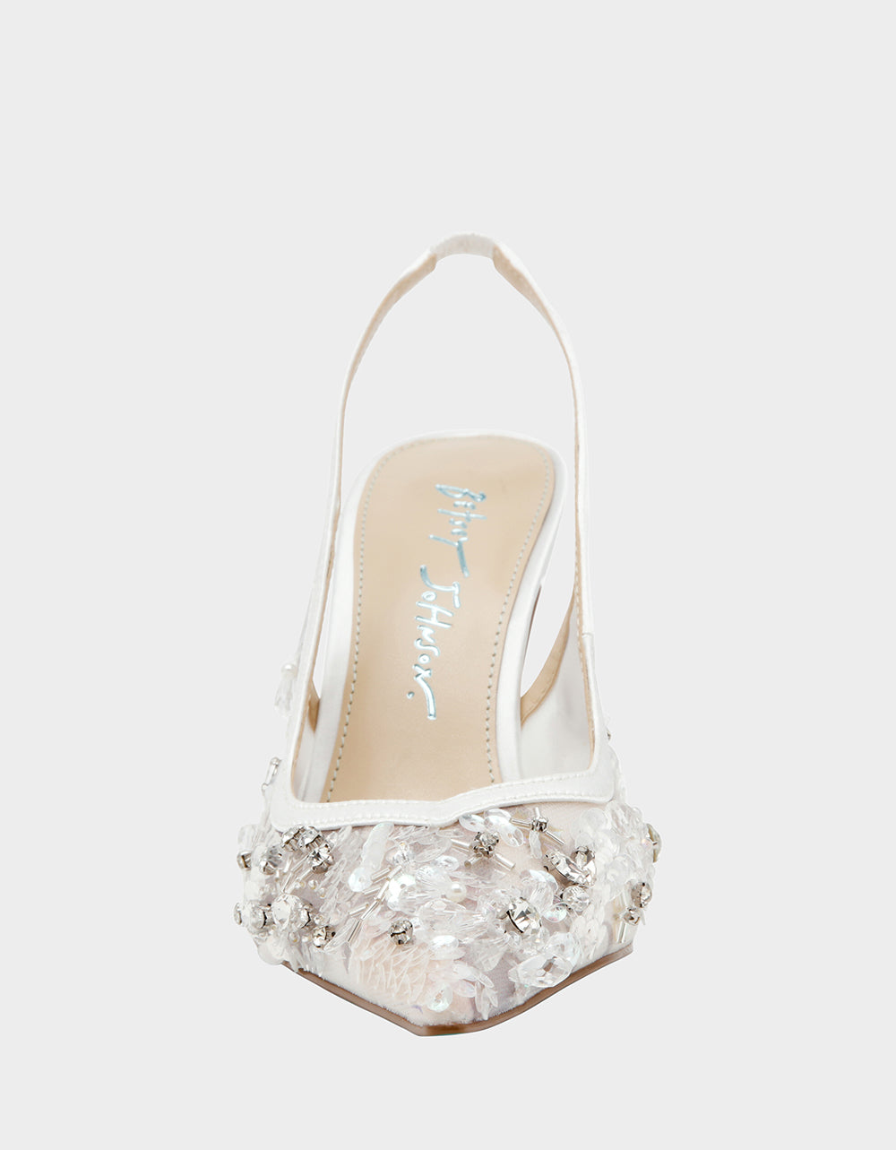 Betsey Johnson Best Seller | EDDIE IVORY Women's Floral Embellished Slingback Mesh High Heel