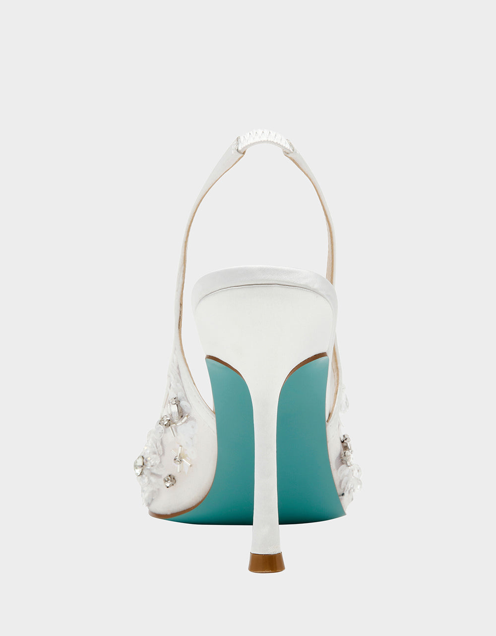 Betsey Johnson Best Seller | EDDIE IVORY Women's Floral Embellished Slingback Mesh High Heel