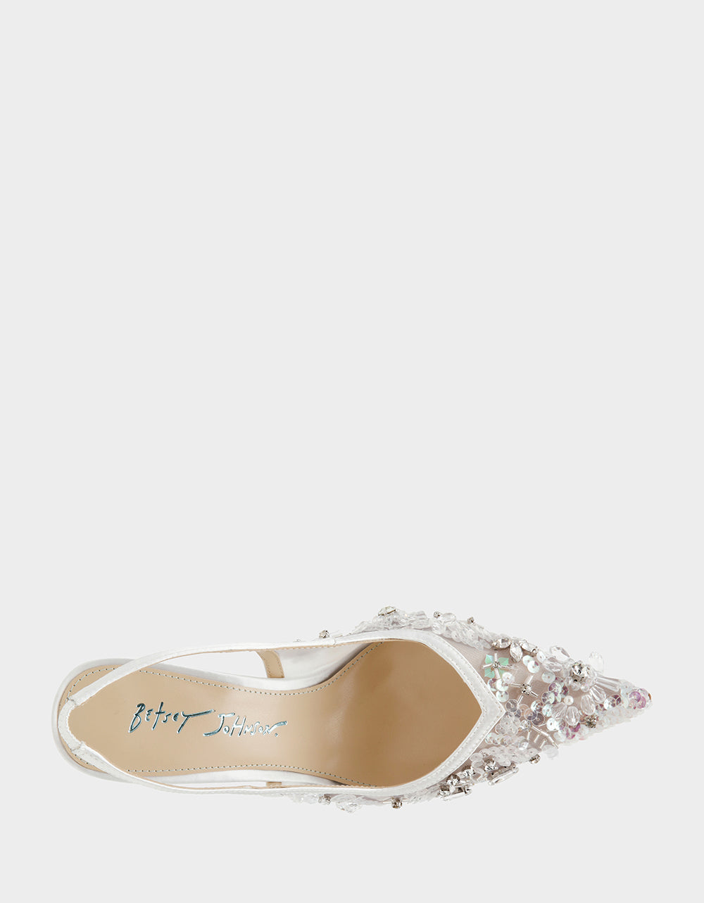 Betsey Johnson Best Seller | EDDIE IVORY Women's Floral Embellished Slingback Mesh High Heel