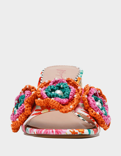 Betsey Johnson New | DIETRICH WHITE MULTI Square-Toe Mule Heel