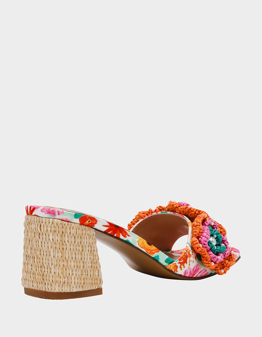 Betsey Johnson New | DIETRICH WHITE MULTI Square-Toe Mule Heel