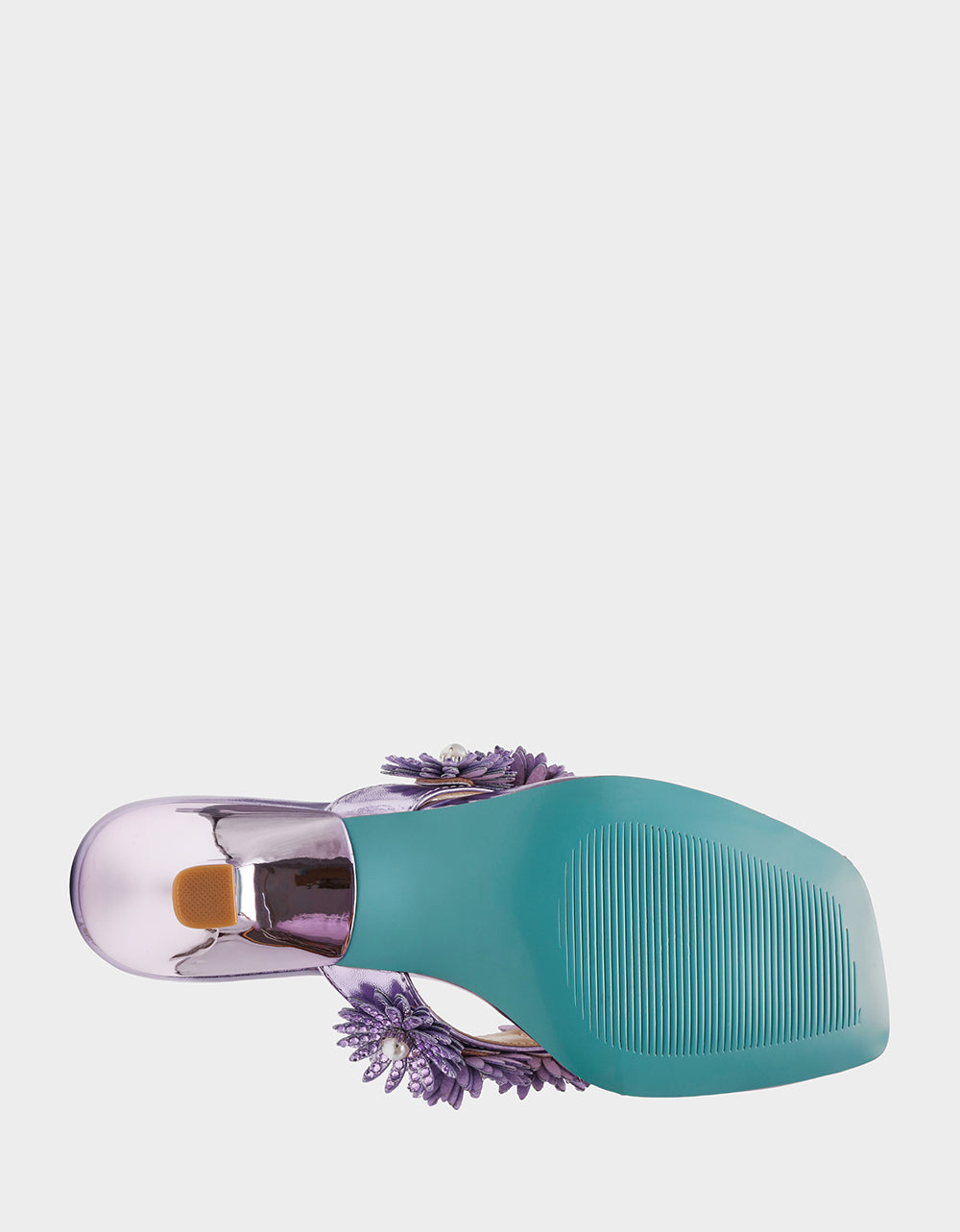 Betsey Johnson Value | LESLI Purple Women's Square-Toe Mule Kitten Heel Rhinestone Embellished Flower Heel