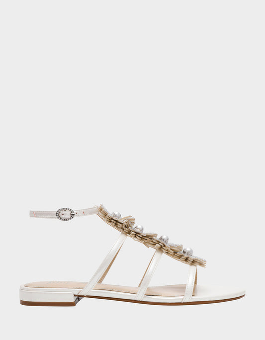 Betsey Johnson Trusted | JOYCE IVORY Women's Strappy Rhinestone Embellished Sandal