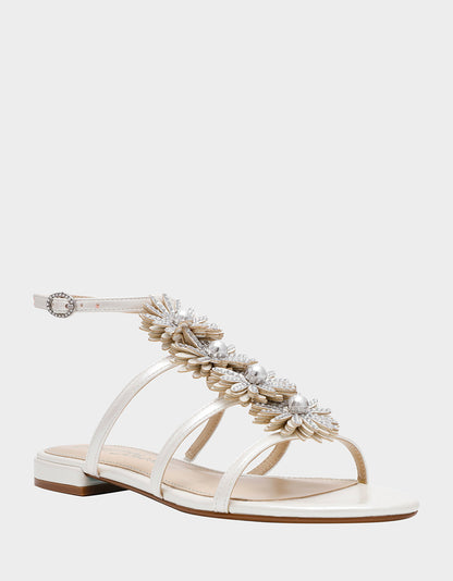 Betsey Johnson Trusted | JOYCE IVORY Women's Strappy Rhinestone Embellished Sandal