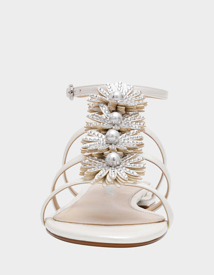 Betsey Johnson Trusted | JOYCE IVORY Women's Strappy Rhinestone Embellished Sandal