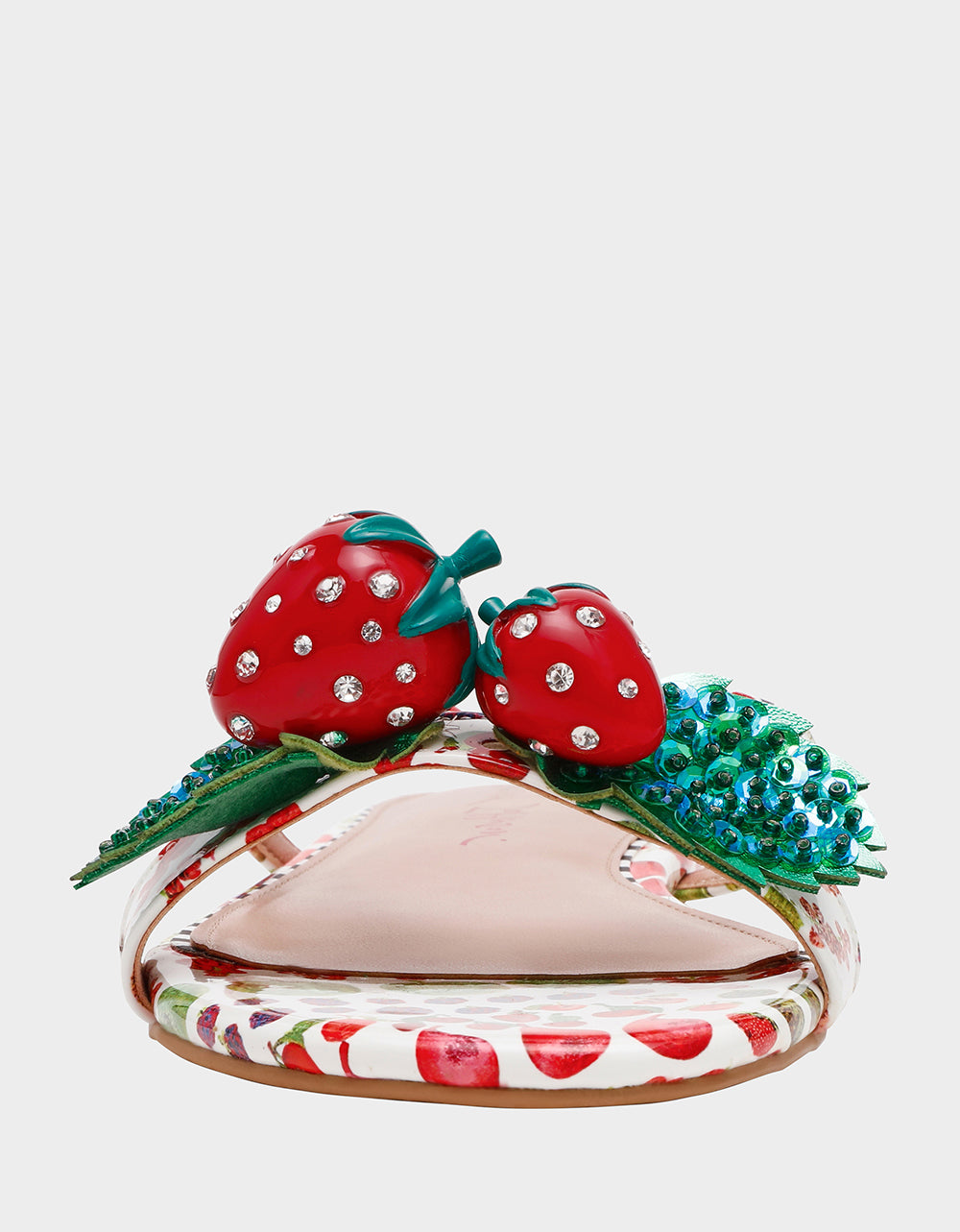 Betsey Johnson Hot Sale | GARRIK WHITE MULTI Women's Thong Strappy Fruit Printed Sandal