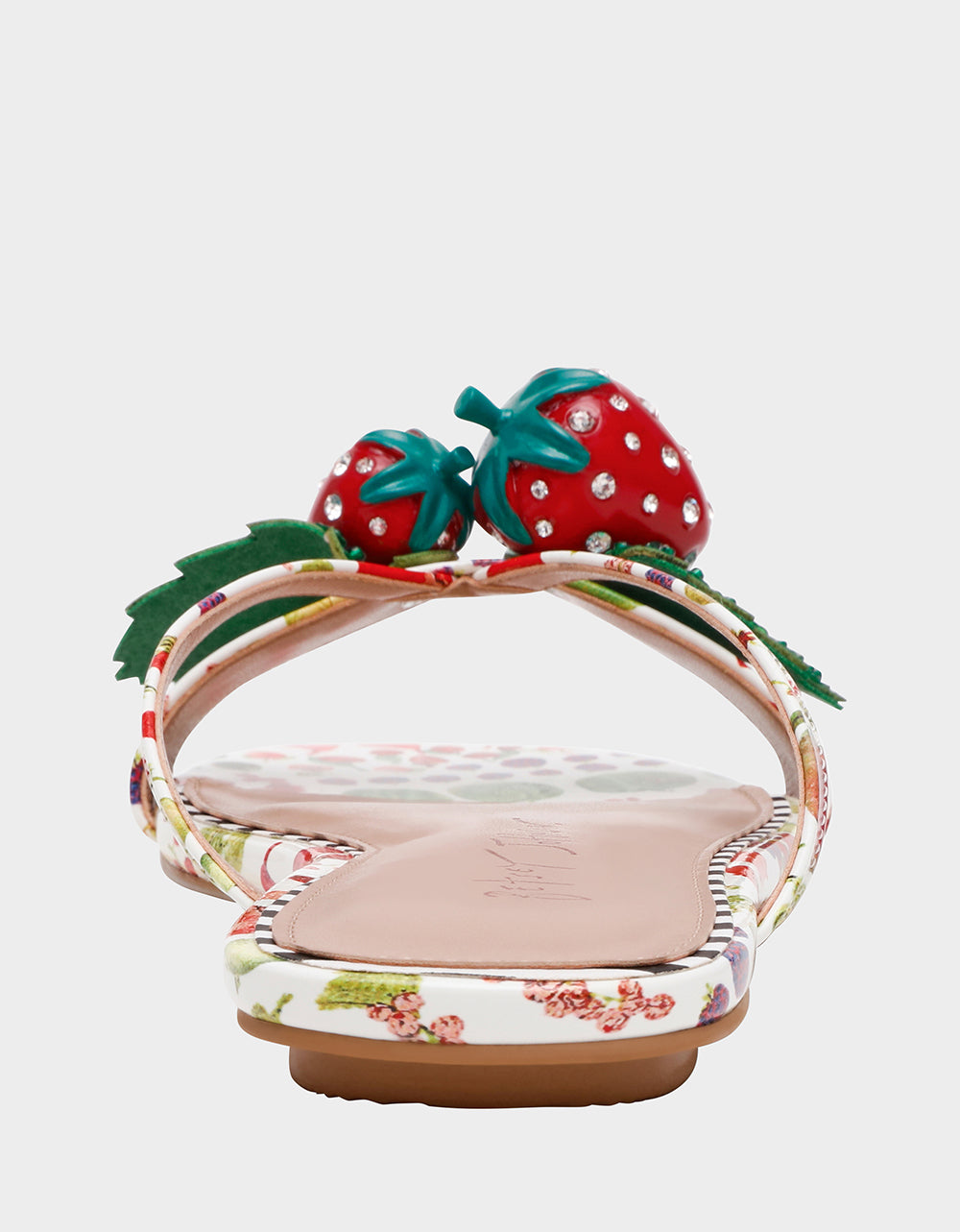 Betsey Johnson Hot Sale | GARRIK WHITE MULTI Women's Thong Strappy Fruit Printed Sandal
