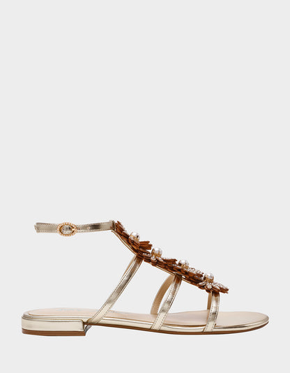 Betsey Johnson Signature | JOYCE GOLD Women's Strappy Rhinestone Embellished Sandal