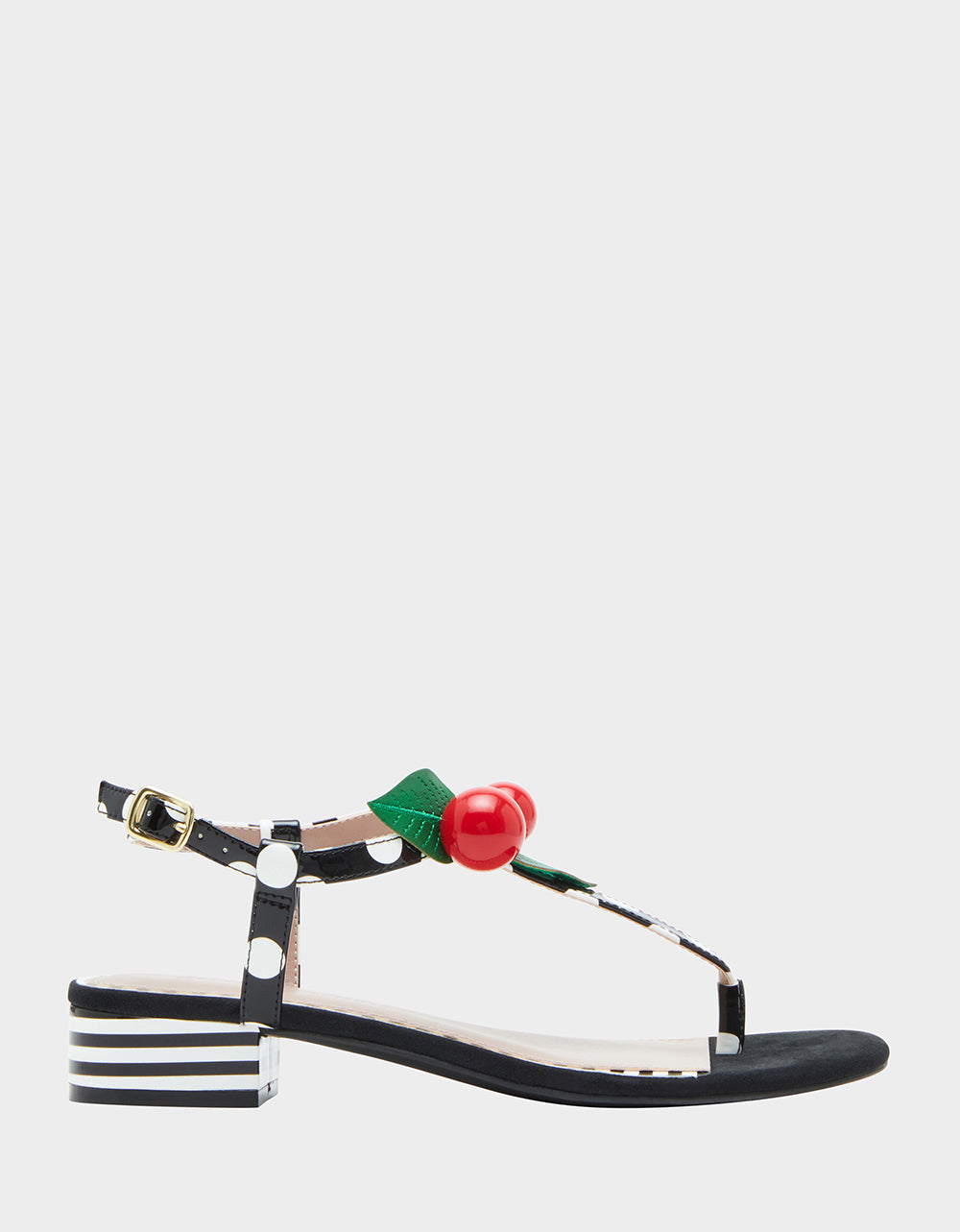 Betsey Johnson Popular | ASBURY BLACK WHITE MULTI Cherry Sandals