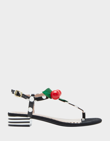 Betsey Johnson Popular | ASBURY BLACK WHITE MULTI Cherry Sandals
