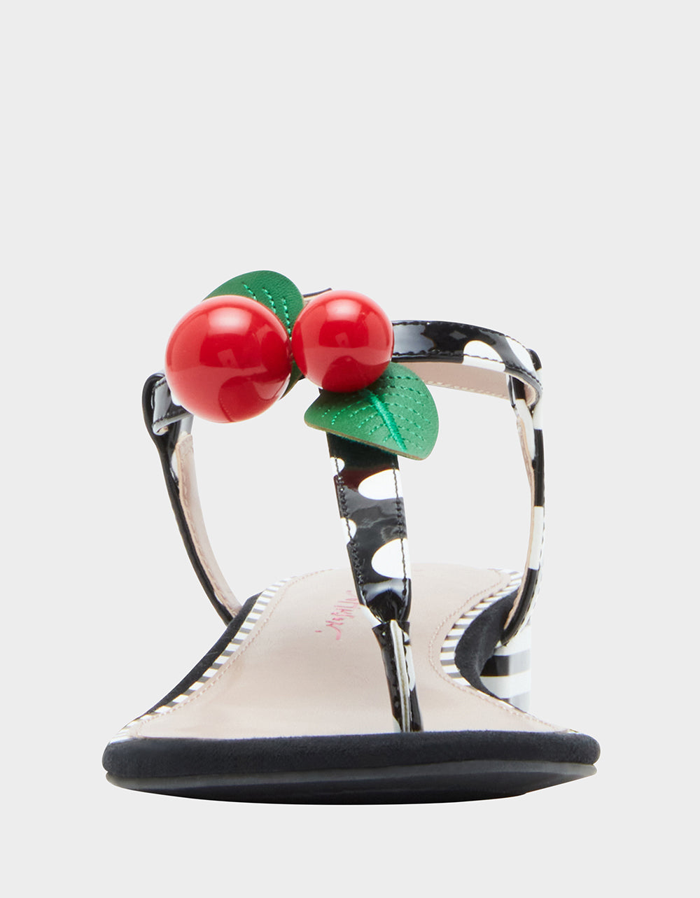 Betsey Johnson Popular | ASBURY BLACK WHITE MULTI Cherry Sandals