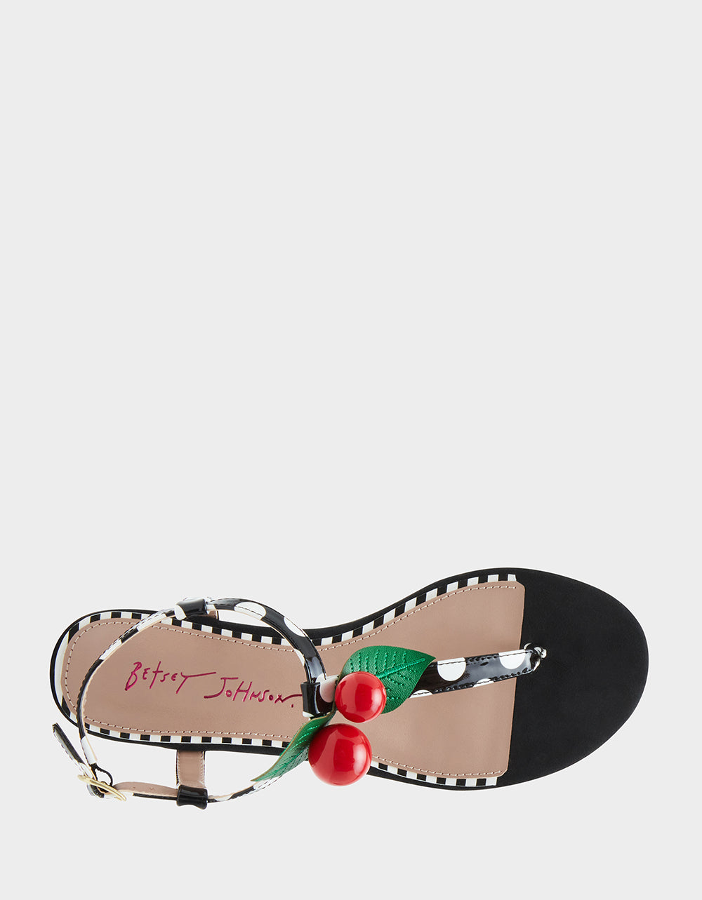 Betsey Johnson Popular | ASBURY BLACK WHITE MULTI Cherry Sandals