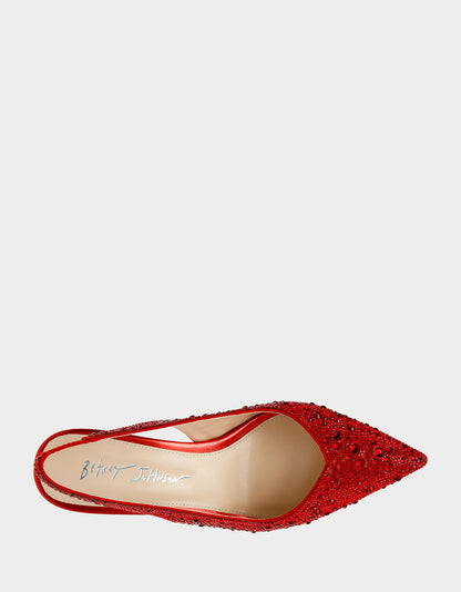 Betsey Johnson Special Offer | CLARK RED Slingback Kitten Heels