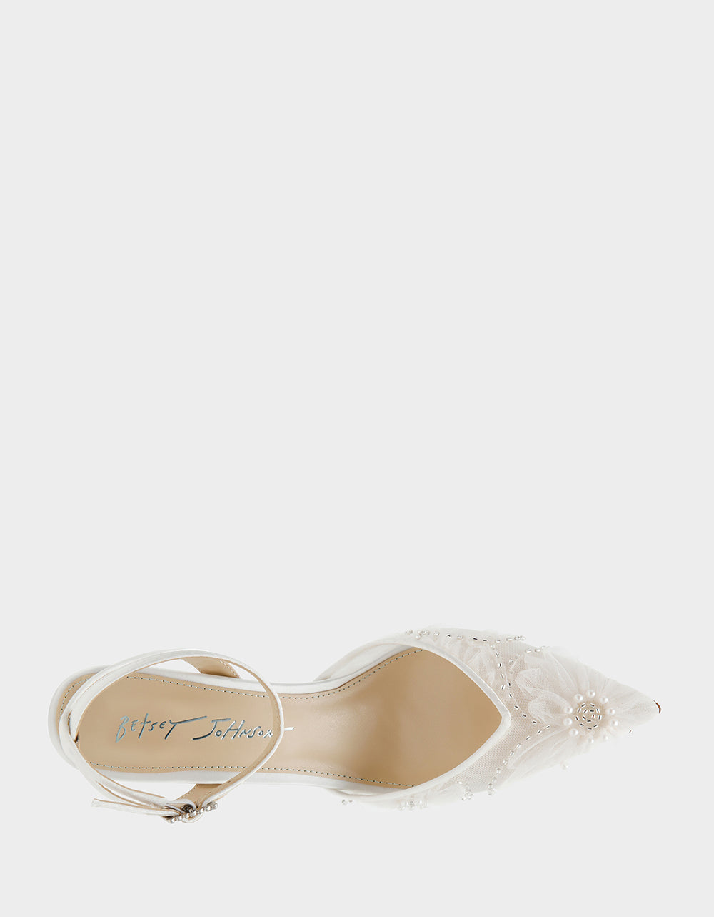 Betsey Johnson Special Offer | DELIA IVORY Pointed-Toe Bling Mesh Women's Heel