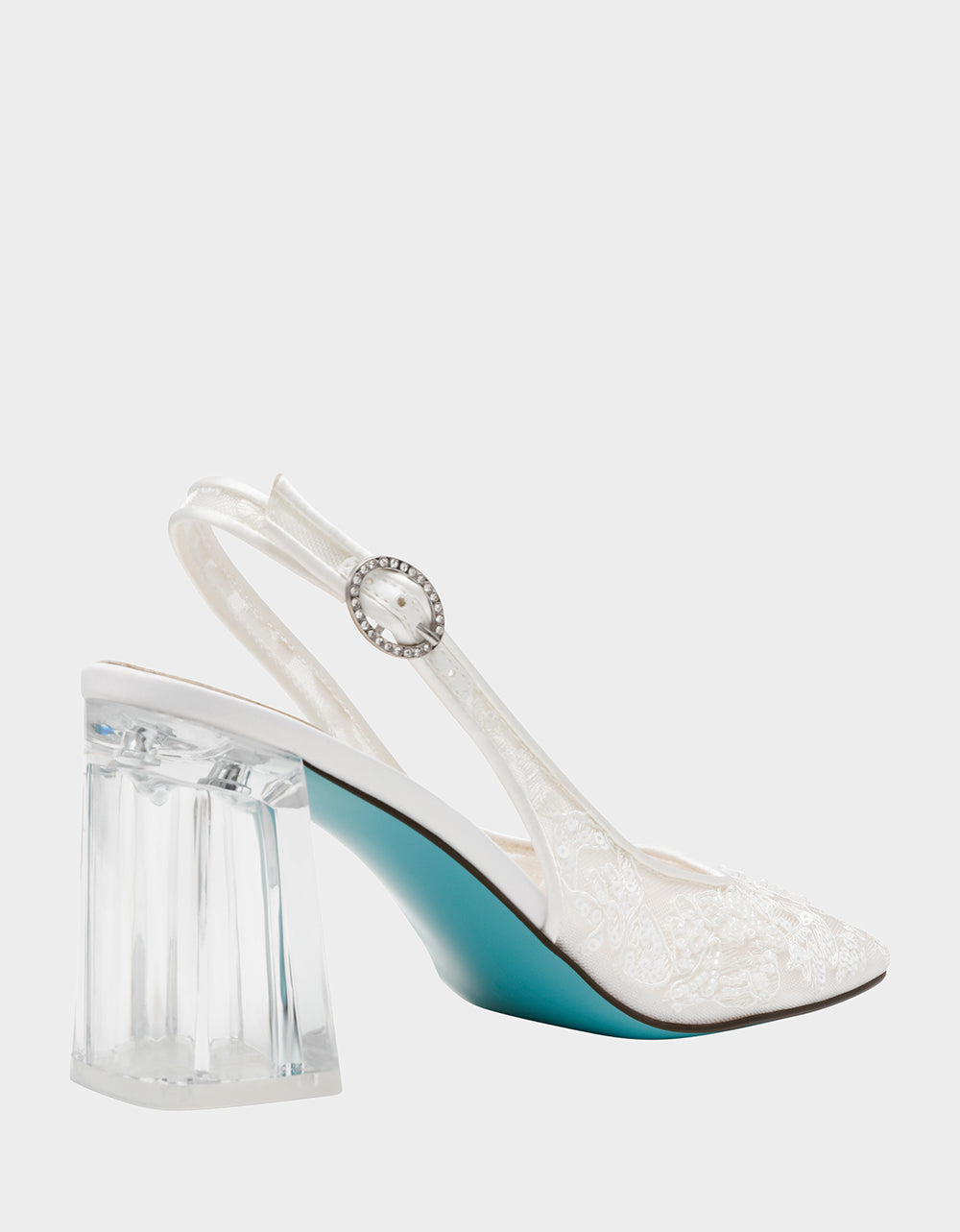 Betsey Johnson Premium | NINAH IVORY Square-Toe Slingback Mesh Block Heels